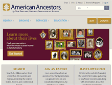 Tablet Screenshot of americanancestors.org